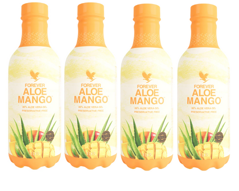 4-pack Forever Aloe Mango Gel fles met 86% pure aloë vera gel en natuurlijke mangopuree