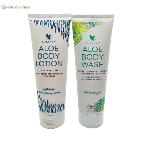 forever aloe body wash body lotion combo pakket