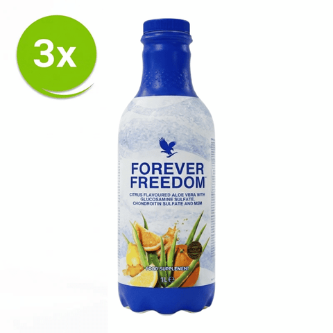 Bestel de 12-Pack Forever Freedom voordeelbundel met aloë vera, vitamine C, glucosamine en MSM