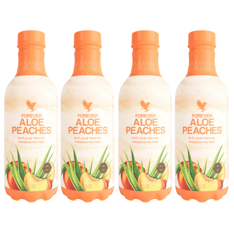 4-PACK Forever Aloe Peaches - 4 x 1 Liter kopen bij 4everaloevera.nl