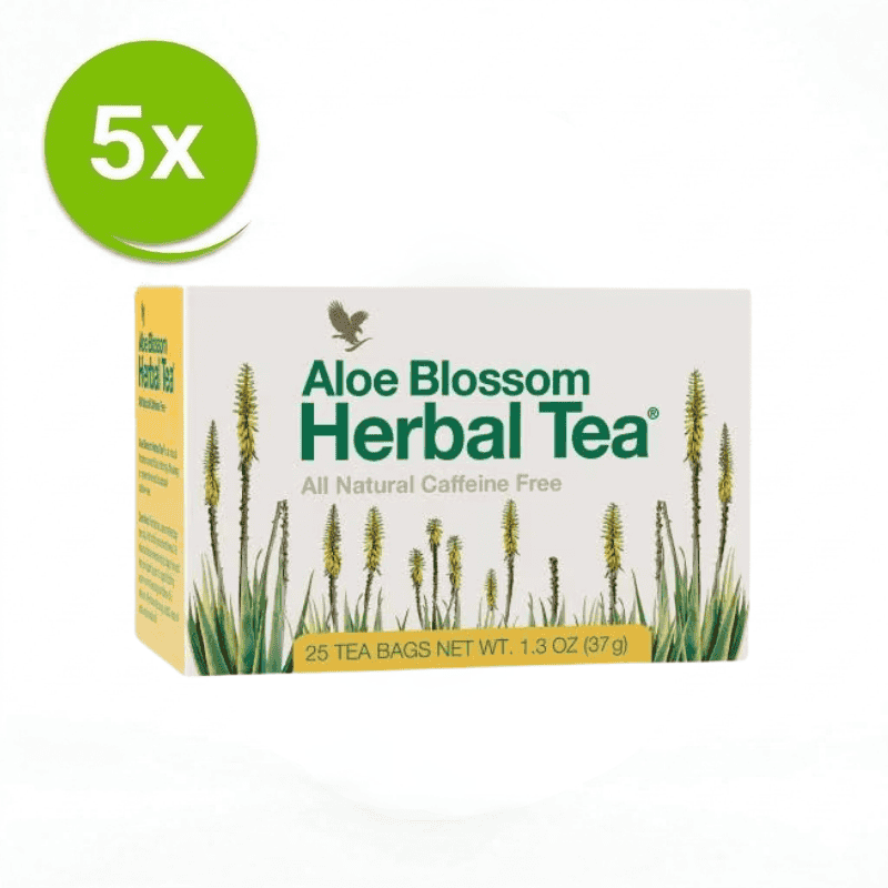 Forever Aloe Blossom Herbal Tea 6 pack value bundle with caffeine-free herbal tea and aloe flowers