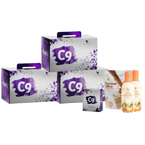 Forever C9 Aloe Peaches en Chocolate detox kuur 3 stuks voordeelverpakking