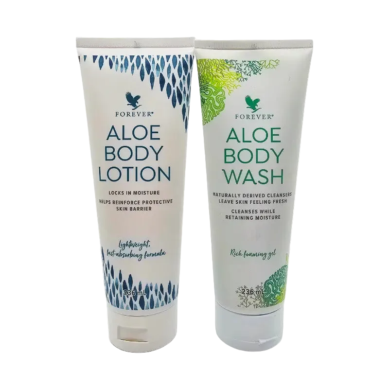 forever aloe body wash body lotion combo pakket