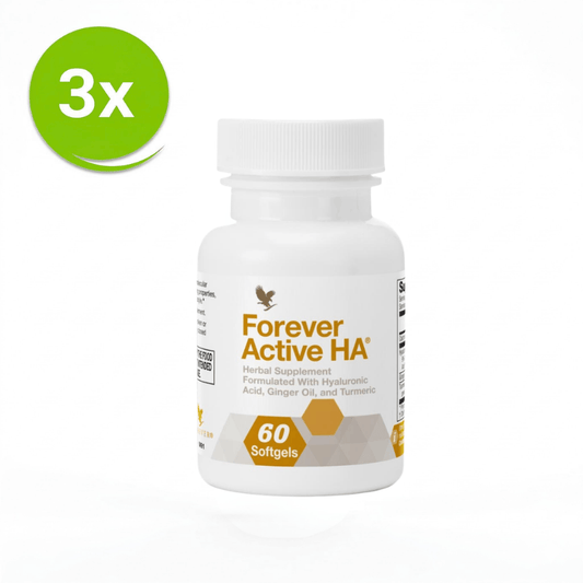 Paquete económico Forever Active HA de 3 packs con ácido hialurónico, jengibre y cúrcuma