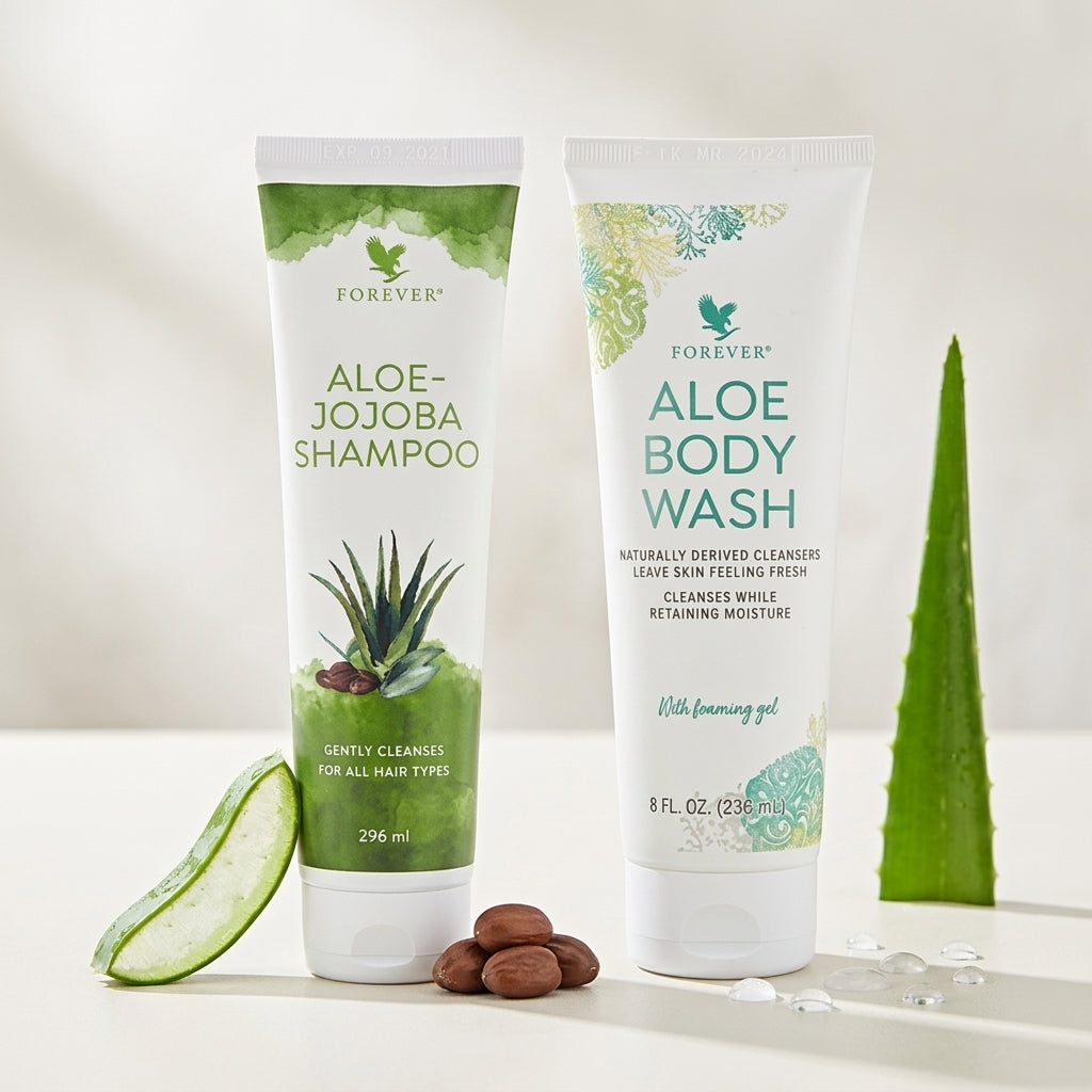 Forever shampoo en body wash set met aloë vera en jojobaolie