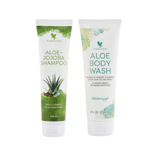 Aloe-Jojoba Shampoo 296 ml en Aloe Body Wash 236 ml van Forever Living
