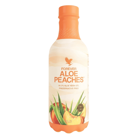 Forever Aloe Peaches drank dagelijkse ondersteuning met aloë vera en perzik 1lt met een nieuwe verpakking