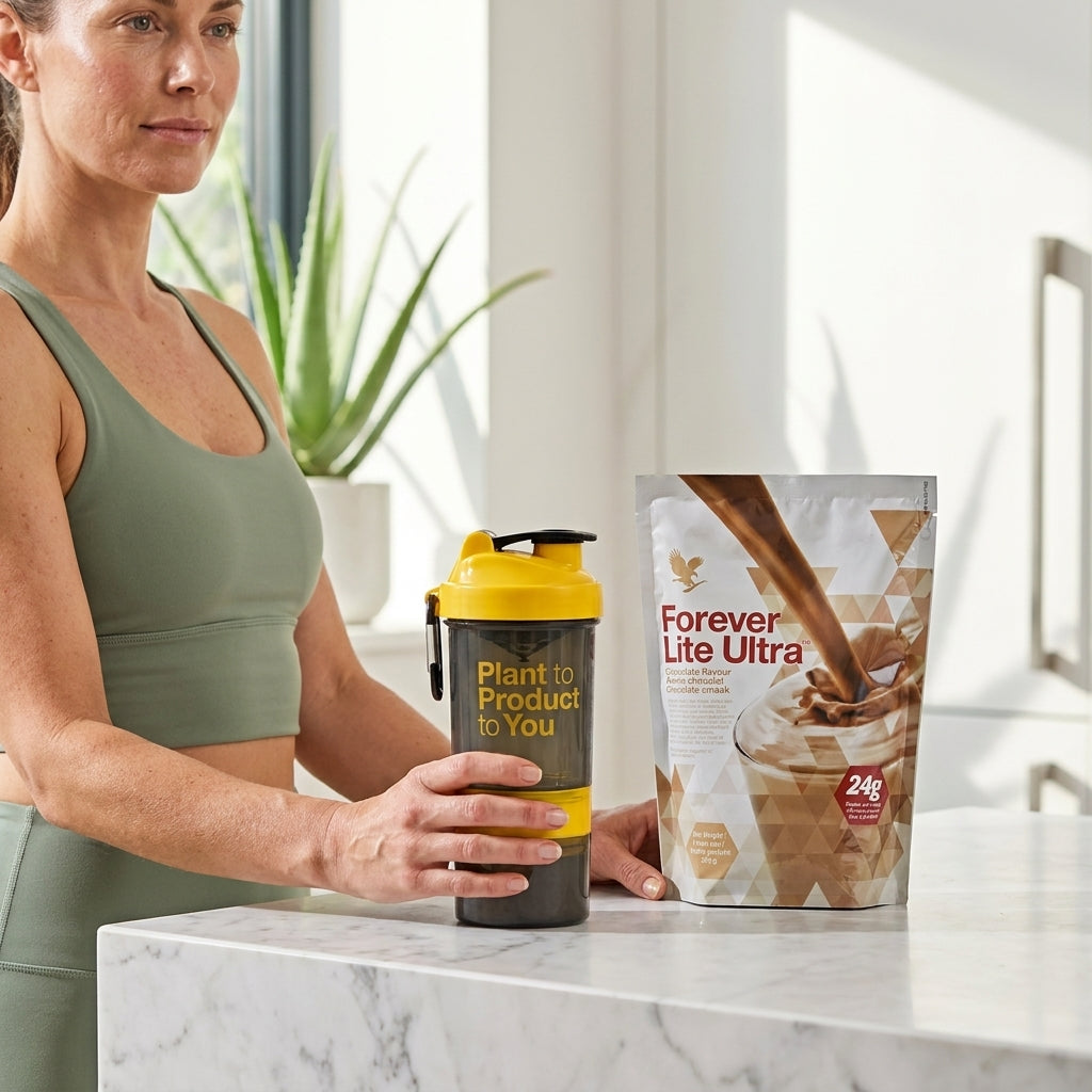 Forever Lite Ultra Chocolate voedingsshake voor actieve levensstijl incl.shaker kopen met 15% korting op 4everaloevera