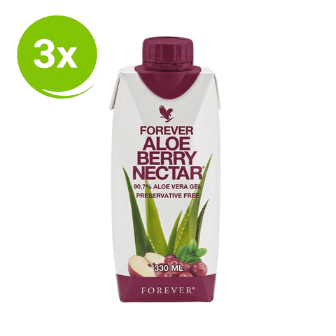 Confezione tripla Forever Aloe Berry Nectar Mini 330 ml con aloe vera, mirtillo rosso e mela