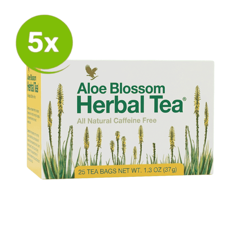 Aloe Blossom Herbal Tea Pacchetto conveniente da 5 confezioni con tisana senza caffeina