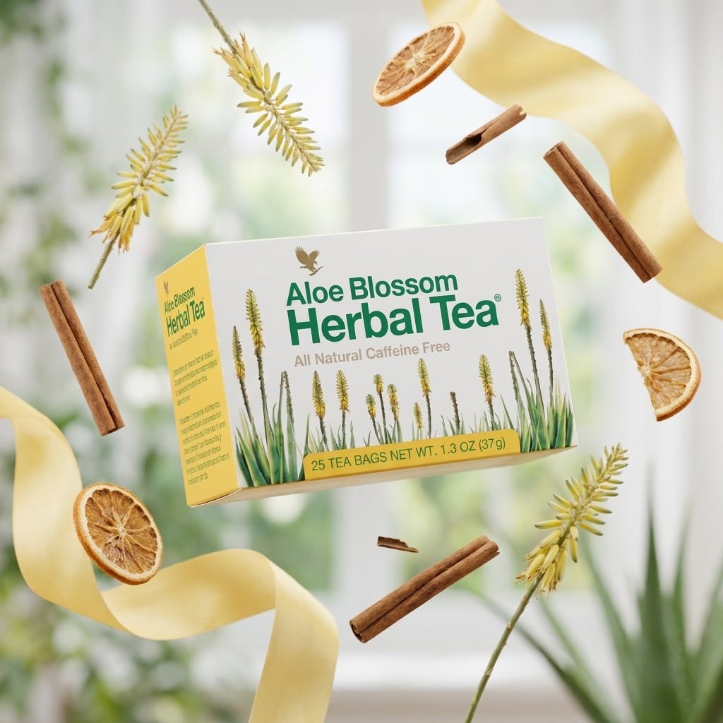 Forever Aloe Blossom Herbal Tea with cinnamon, cloves and orange peel