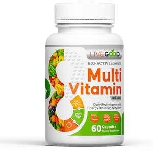 Multivitamine complète pour hommes avec 24 nutriments. Soutient l’énergie, le système immunitaire, la santé cardiaque et le vieillissement en bonne santé.