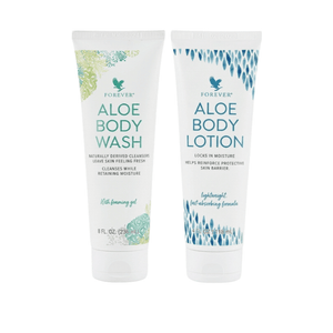 Forever Aloe Body Wash & Lotion Combi Pack with aloe vera shower gel and body lotion