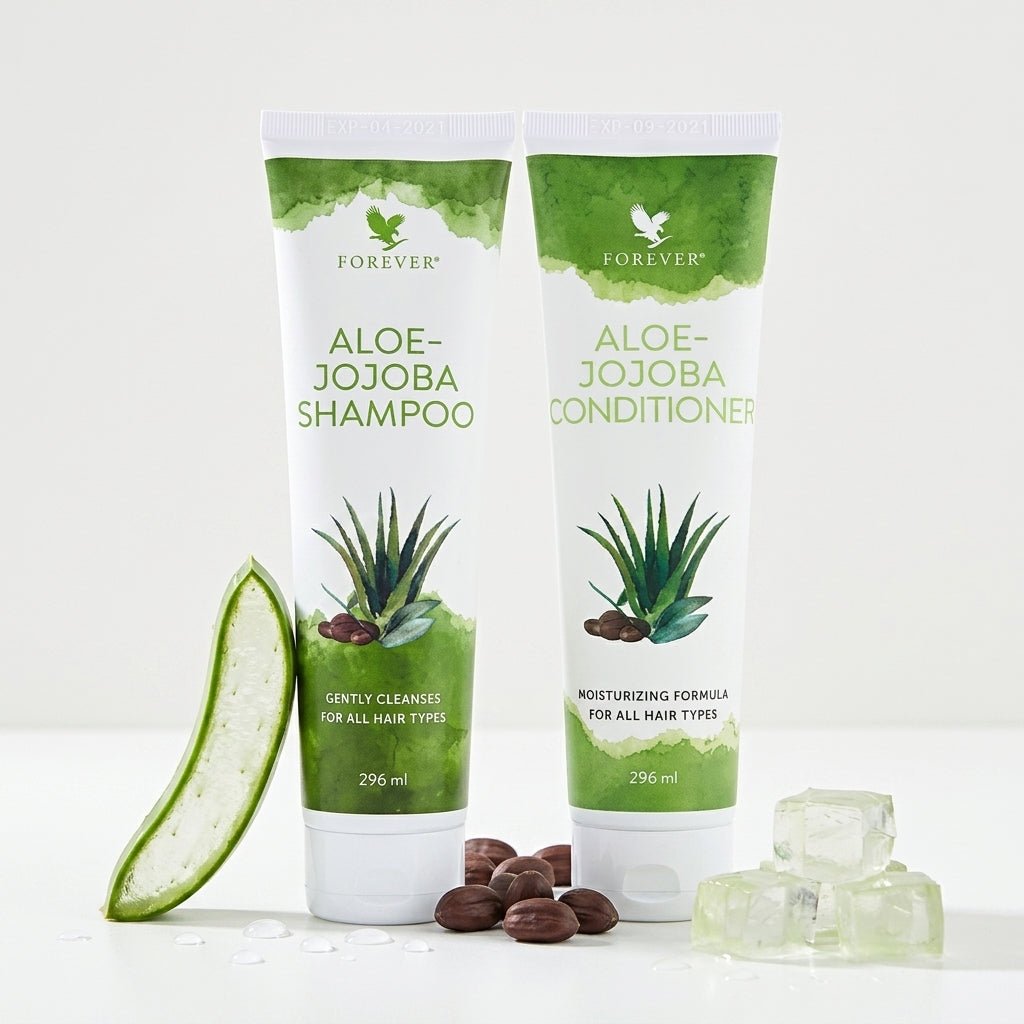Aloe-Jojoba Shampoo e Balsamo per capelli morbidi, lucenti e sani