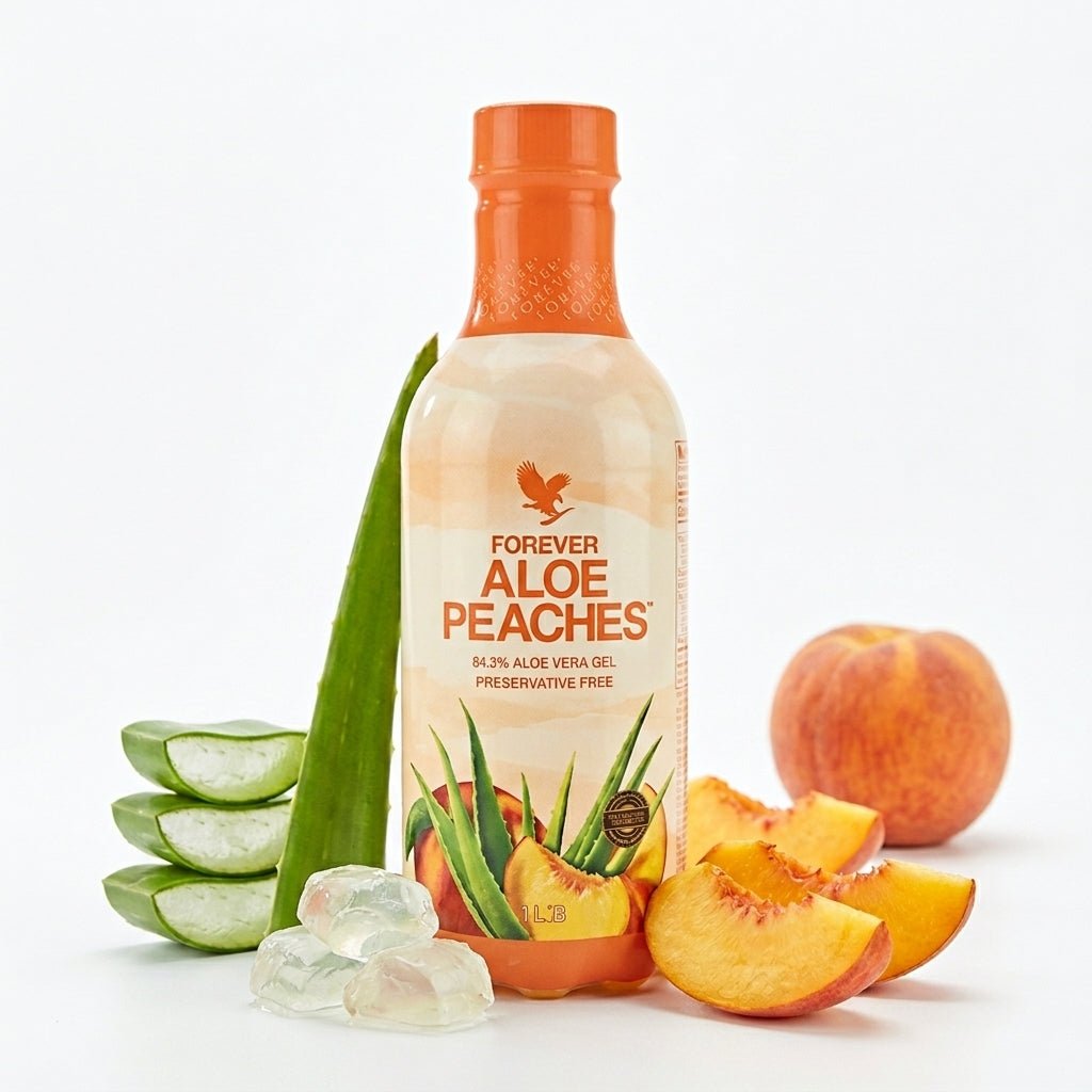 Forever Aloe Peaches mit stabilisiertem Aloe Vera Gel aus eigenem Anbau