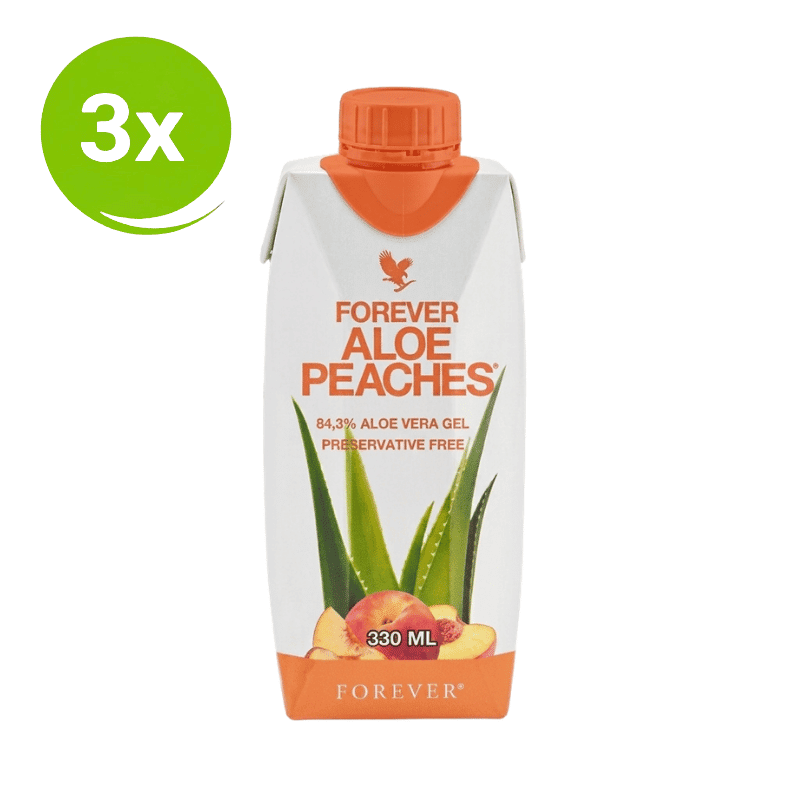 Forever Aloe Peaches Mini Pack 3 330 ml con aloe vera y sabor natural a melocotón