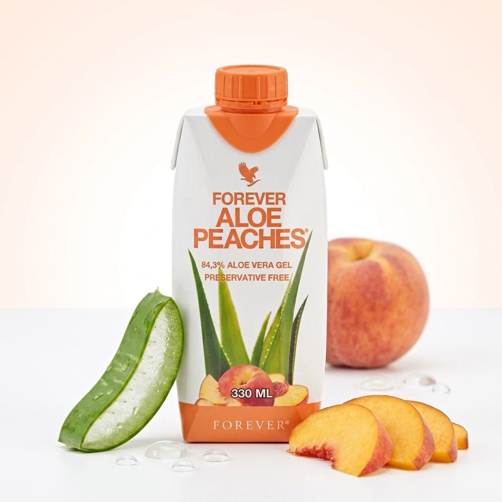 Forever Aloe Peaches Mini práctico paquete de viaje con vitamina C