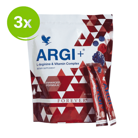 Forever ARGI Plus 3 pack value bundle with L-arginine sticks and vitamins