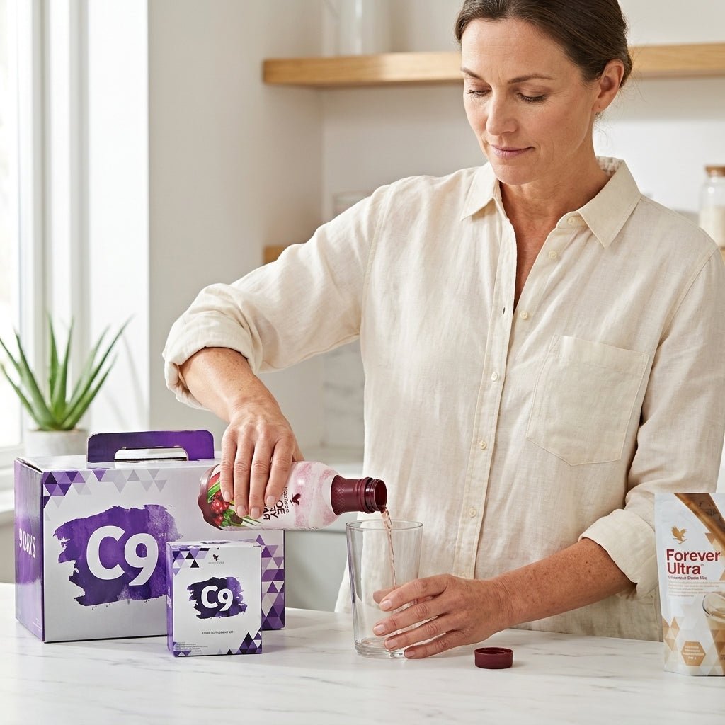 Forever C9 Frullato al cioccolato ai frutti di bosco con proteine e vitamine