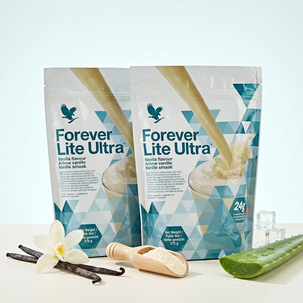 Forever Lite Ultra Shake protéiné à la vanille, pack de 2 avec vitamines et minéraux