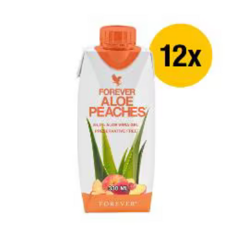 forever aloe peaches mini 12 stuks 330 ml voordeelpakket