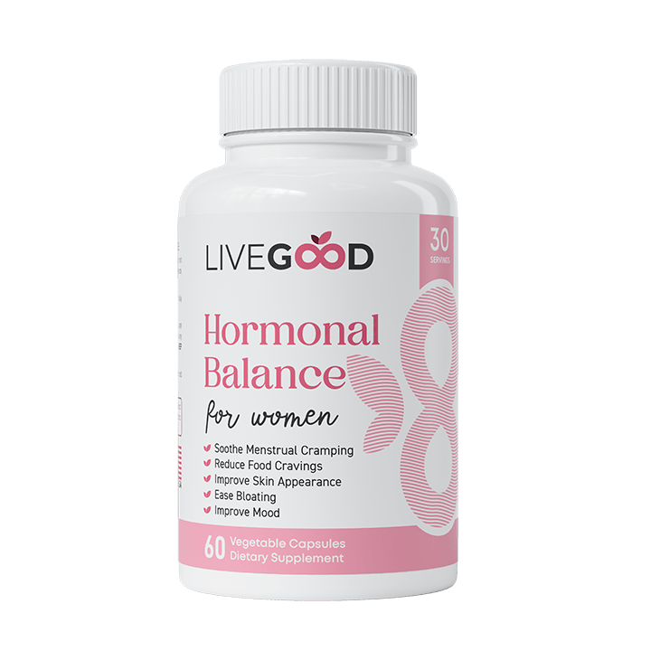 LiveGood Hormonal Balance Para las mujeres: apoyo natural para las fluctuaciones hormonales, cambios de humor y molestias menstruales.