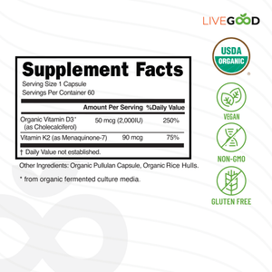 Vitamina D3 + K2 Orgánica de LiveGood comprar productos con descuento 4everaloevera
