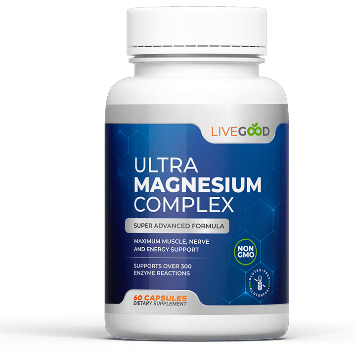 LiveGood Ultra Magnesium Complex con glicinato e gluconato di magnesio per muscoli, nervi, sonno e riduzione dello stress.