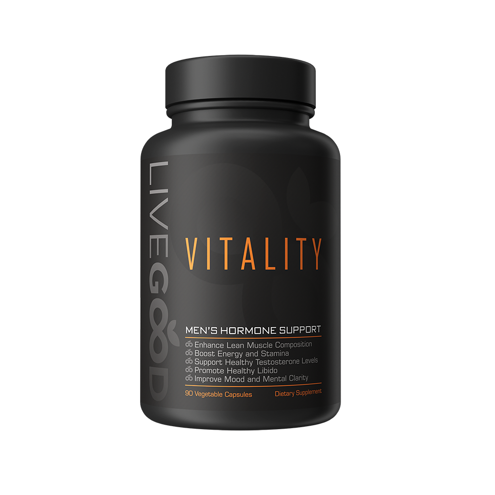 LiveGood VITALITY: soporte natural de testosterona para hombres, mejora la energía, la fuerza y ​​la resistencia.