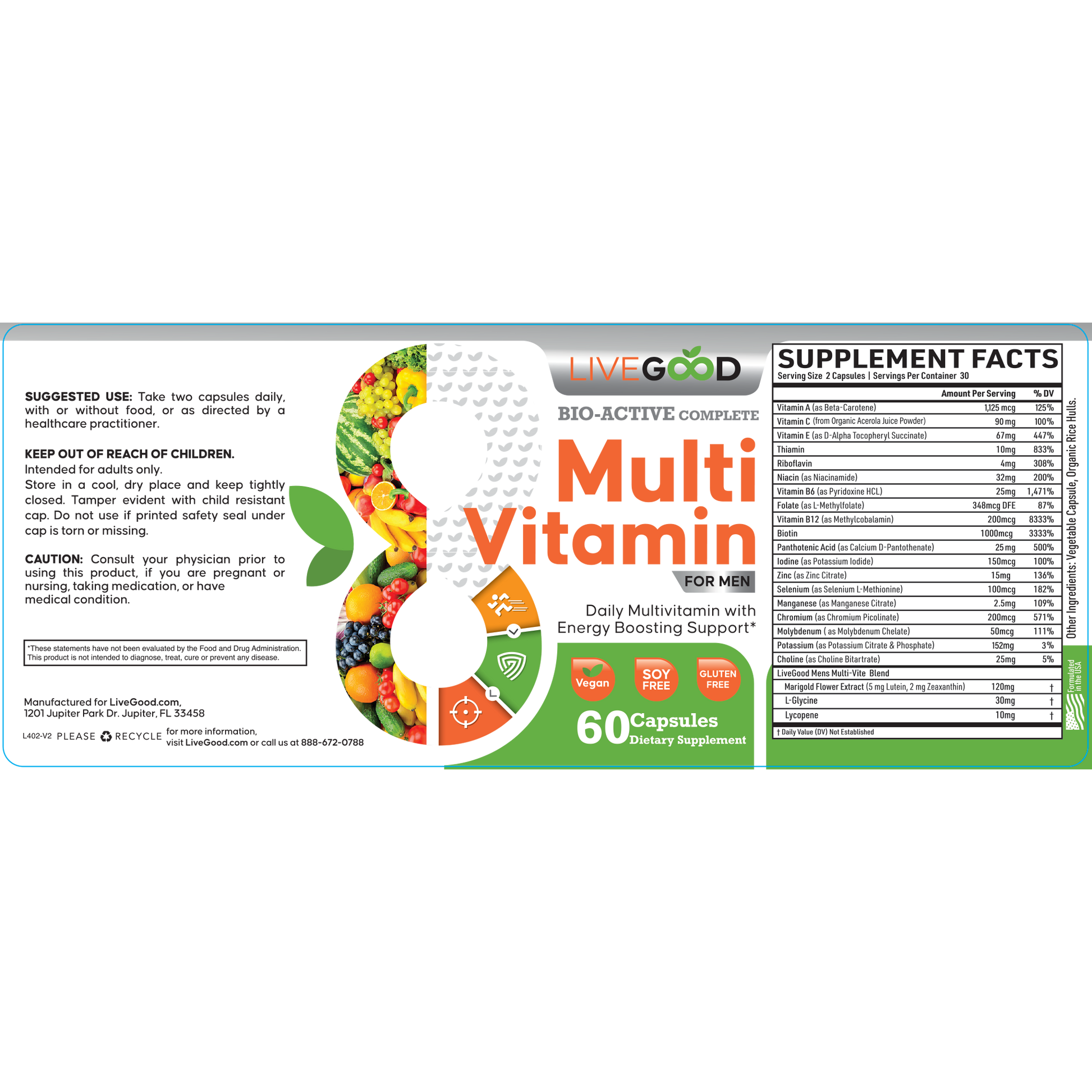 Leistungsstarkes Multivitaminpräparat für Männer mit optimalen Dosierungen. Steigert die Energie, stärkt die Abwehrkräfte und unterstützt Knochen, Herz und Sehkraft.