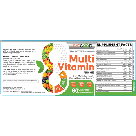 Krachtige multivitamine voor mannen met optimale doseringen. Verhoog energie, versterk weerstand en ondersteun botten, hart en gezichtsvermogen.