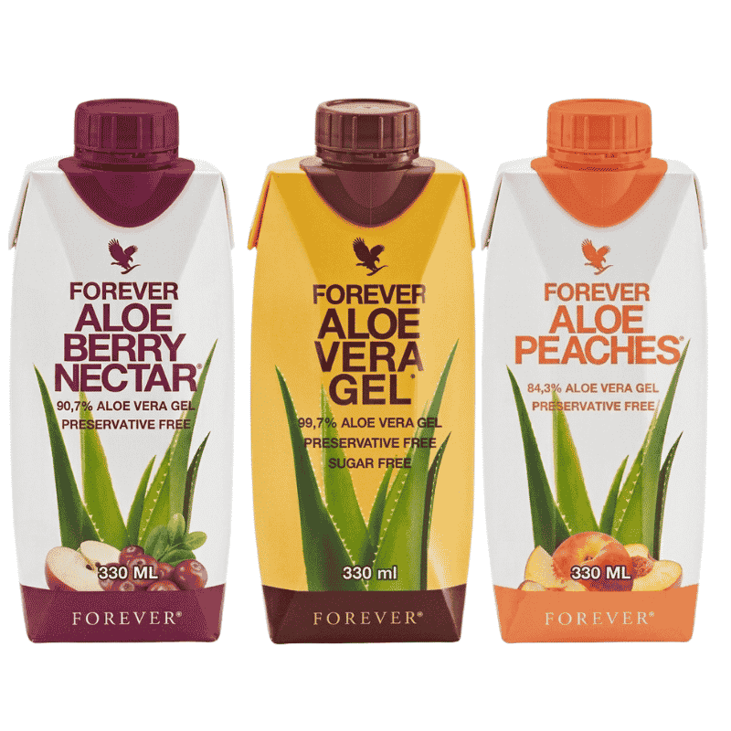 Tri-Pack Aloe Mini Combi Package 330 ml avec trois saveurs populaires d'aloe vera